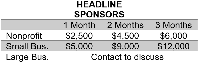A table outlining donation amounts for headline level.