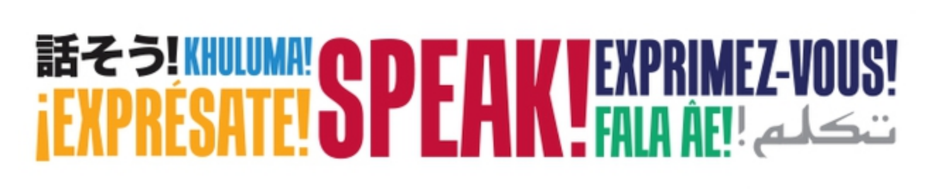 the logo for the global 'Speak!' campaign